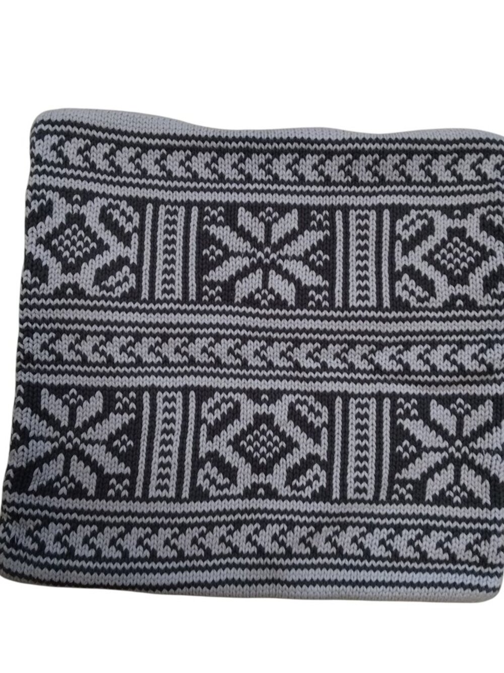 Pottery Barn Fair Isle Snowflake Knit Pillow Cover Christmas 20" Zip Closure